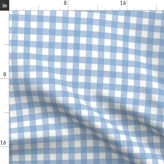 Various Fabrics by the Yard or Fat Quarter Blue Plaid Country Gingham Sky Check Picnic Cottagecore Large Scale Custom Printed Fabric by Spoonflower {2}