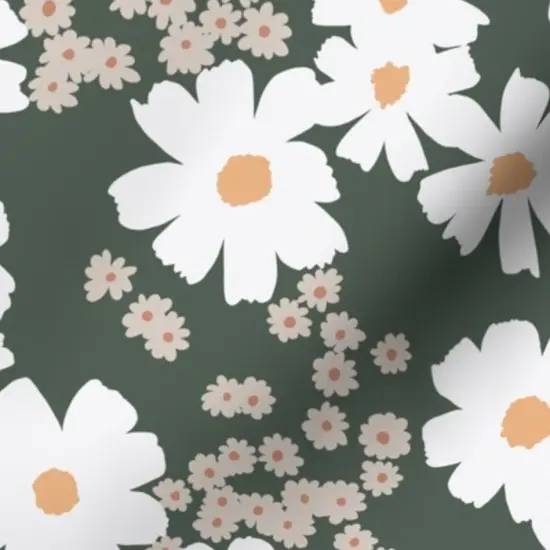 Various Fabrics by the Yard or Fat Quarter Summer Daisies Boho Daisy Flowers Green Modern Blossom Custom Printed Fabric by Spoonflower {7}