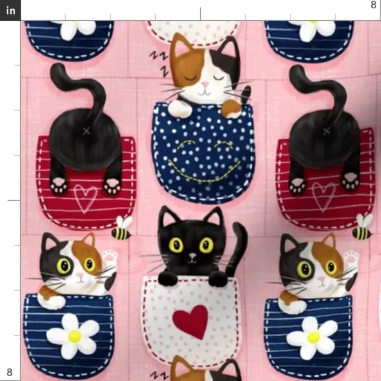 Various Fabrics by the Yard or Fat Quarter Whimsical Kittens Cat Custom Printed Fabric by Spoonflower {4}