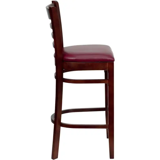 Emma and Oliver Ladder Back Wooden Restaurant Dining Barstool BurgundyVYL/Mahogany {4}