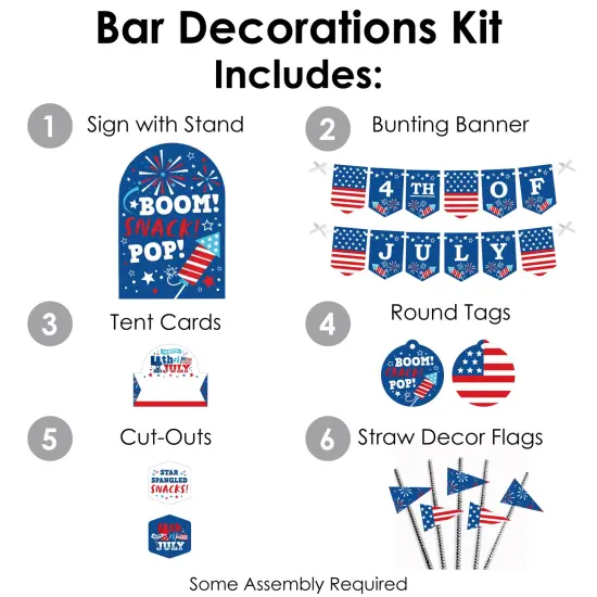 Big Dot of Happiness Firecracker 4th of July - DIY Red, White and Royal Blue Party Signs - Snack Bar Decorations Kit - 50 Pieces {4}
