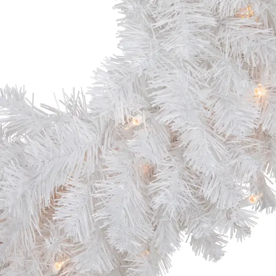Northlight Pre-Lit Snow White Artificial Christmas Wreath - 24" - Clear Lights {5}