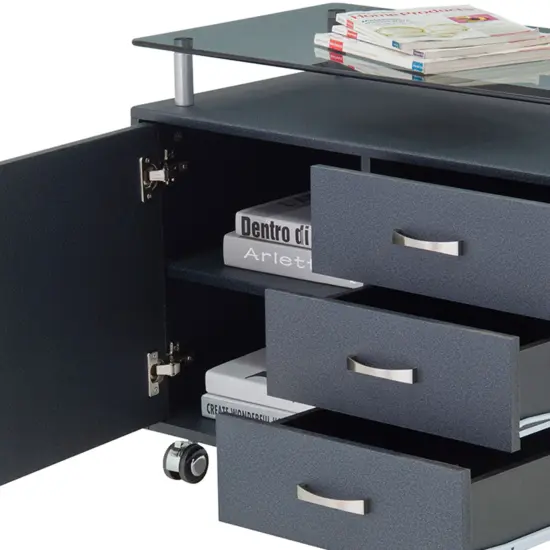 Techni Office Solutions 31.5" Graphite Black Durable Rectangular Rolling File Cabinet {7}