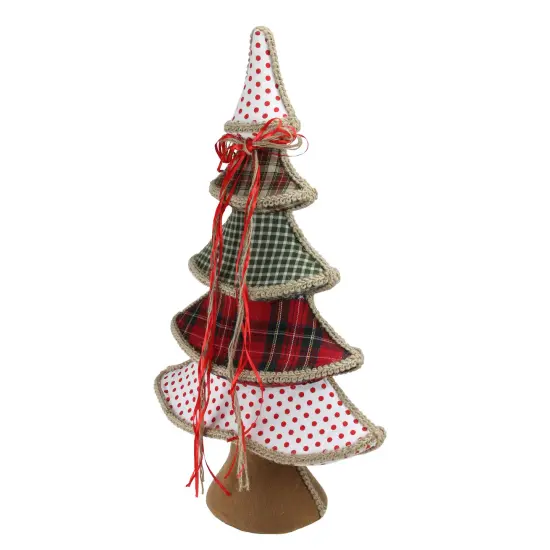 Northlight Plaid and Polka Dot Christmas Tree with Ribbon Bow Decoration - 23" White {3}