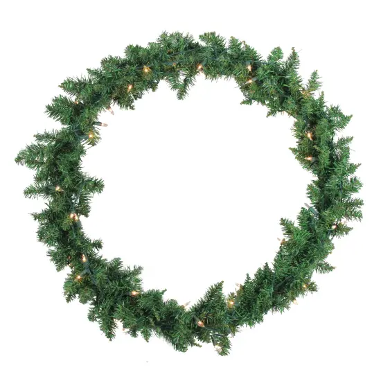 Northlight Pre-Lit Buffalo Fir Artificial Christmas Wreath - 30" - Clear Lights Green {1}