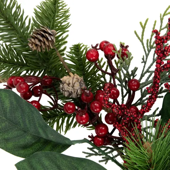Northlight Red and Green Foliage, Pinecones and Berries Artificial Christmas, 17-Inch, Unlit {6}