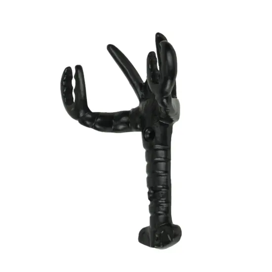 Set of 3 Black Enamel Cast Iron Lobster Shaped Decorative Wall Hooks {3}