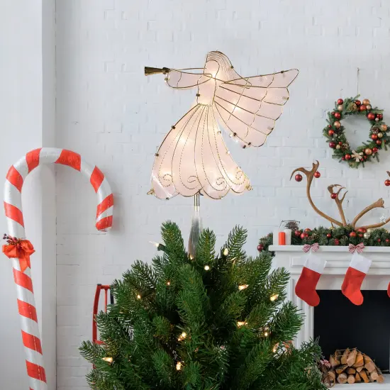 Northlight 10" Gold Angel Tree Topper, Warm White Lights {3}