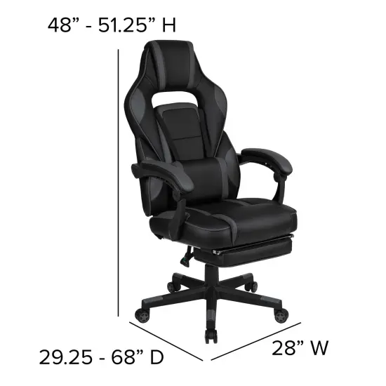 Emma and Oliver Gaming Bundle-Cup/Headphone Desk & Reclining Footrest Chair Black {5}