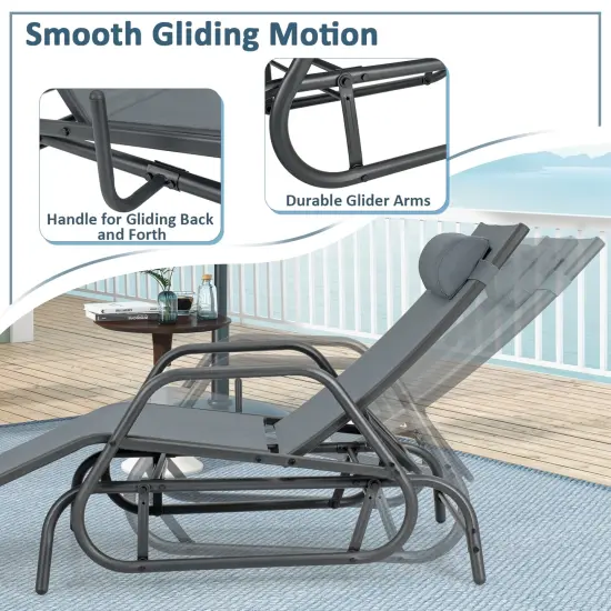 Costway 2PCS Patio Chaise Lounge Glider Recliner Chair Adjustable Sturdy Frame Outdoor {6}