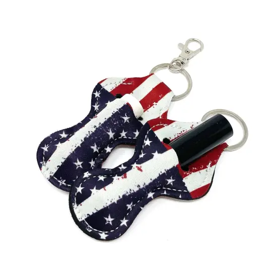 Wrapables 10 Pack Chapstick Holder Keychain with 10 Pieces Metal Clasps Patriotic Flag {2}