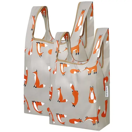 Wrapables JoliBag Collection Reusable Shopping Bag (Set of 2) Lounging Foxes {1}