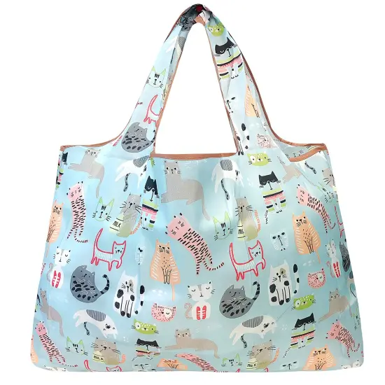 Wrapables Large Foldable Tote Nylon Reusable Grocery Bag Flamingos Flower {8}