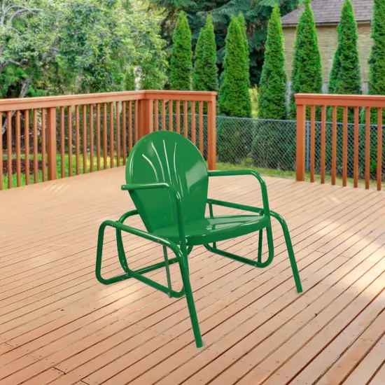 Northlight Outdoor Retro Metal Tulip Glider Patio Chair, Green {3}