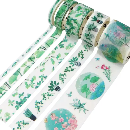 Wrapables Decorative Washi Tape Box Set (10 Rolls) Green Floral {3}