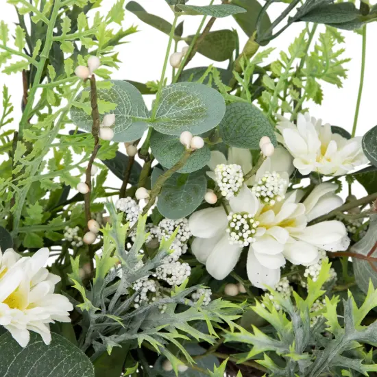 Northlight Fern and Eucalyptus Floral Spring Wreath - 24" White {5}