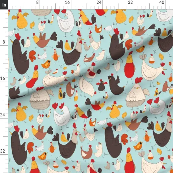 Various Fabrics by the Yard or Fat Quarter Animal Whimsical Illustrative Chicken Custom Printed Fabric by Spoonflower {1}