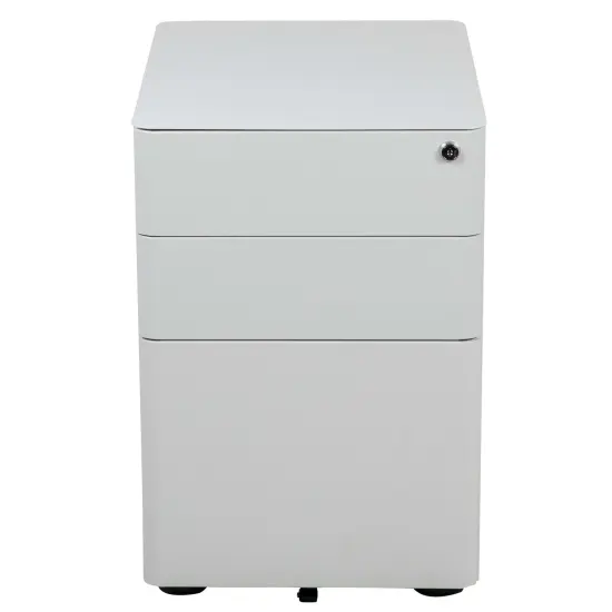 Emma and Oliver Modern 3-Drawer Mobile Locking Filing Cabinet Storage Organizer White {3}