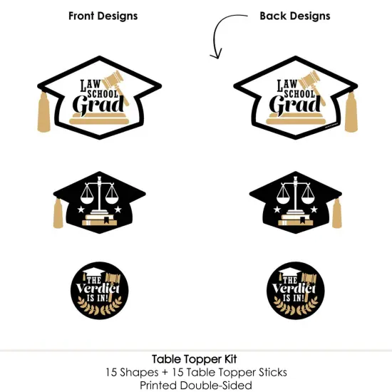 Big Dot of Happiness Law School Grad - Future Lawyer Graduation Party Centerpiece Sticks - Table Toppers - Set of 15 {6}