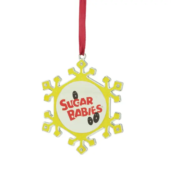 Northlight Snowflake "Sugar Babies" Candy Logo Christmas Ornament - 3.5" - Yellow and Red {1}