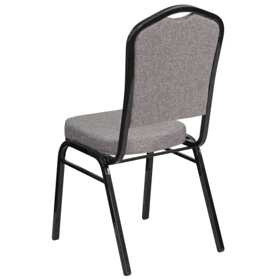 Emma and Oliver 4 Pack Crown Back Stacking Banquet Chair GrayFabric/Black {4}