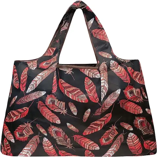 Wrapables Large Foldable Tote Nylon Reusable Grocery Bags, 5 Pack Cats & Deco {2}