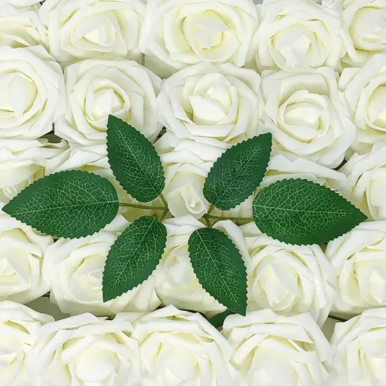 Wrapables Artificial Rose Flower, Real Touch Flowers for DIY Wedding Bouquets and Centerpieces Ivory {1}
