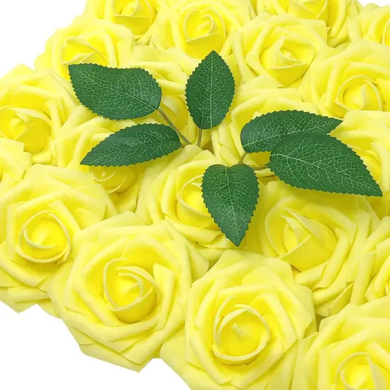 Wrapables Artificial Rose Flower, Real Touch Flowers for DIY Wedding Bouquets and Centerpieces Yellow {2}