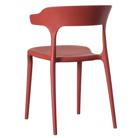 Modern Plastic Outdoor Dining Chair with Open U Shaped Back Set of 4 Red {4}