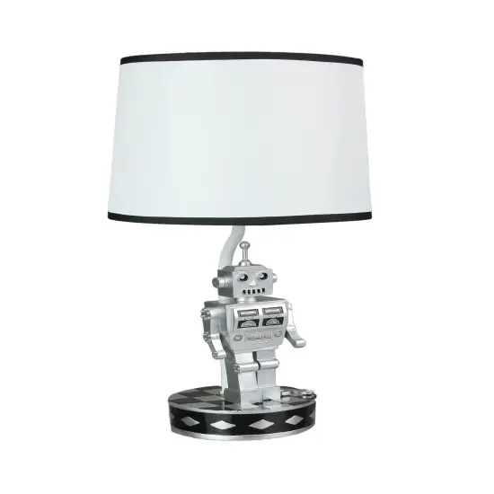Retro 1960's Style Square Head Robot Sci-Fi Design Table Lamp With Shade {1}
