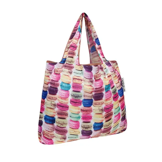Wrapables Small Foldable Tote Nylon Reusable Grocery Bags Macarons {1}