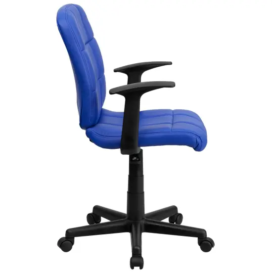Emma and Oliver Mid-Back Quilted Vinyl Swivel Task Office Chair with Arms Blue {5}