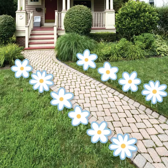 Big Dot of Happiness Blue Daisy Flowers - Lawn Decorations - Outdoor Floral Party Yard Decorations - 10 Piece {1}