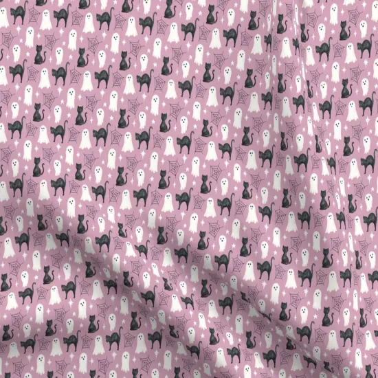Various Fabrics by the Yard or Fat Quarter Halloween Spooky Ghosts Black Cat Lilac Purple Cute Small Scale Custom Printed Fabric by Spoonflower {5}