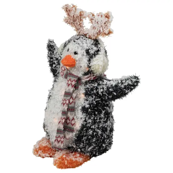 Northlight Lighted Snowy Penguin in Antler Hat Outdoor Christmas Decoration - 22" - Warm White Black {6}
