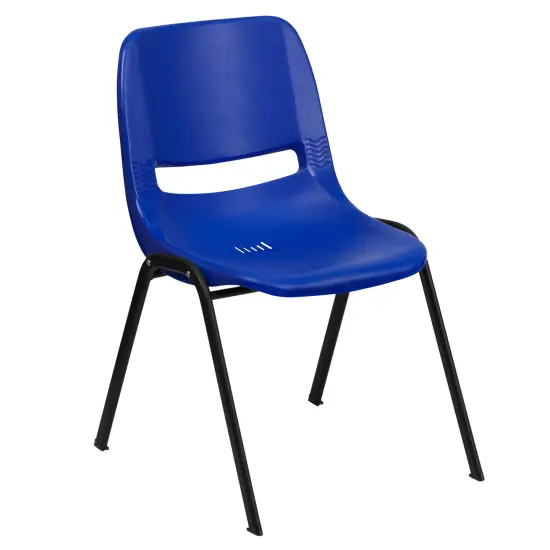 Emma and Oliver Ergonomic Shell Student Stack Chair - Classroom Chair / Office Guest Chair Blue {2}