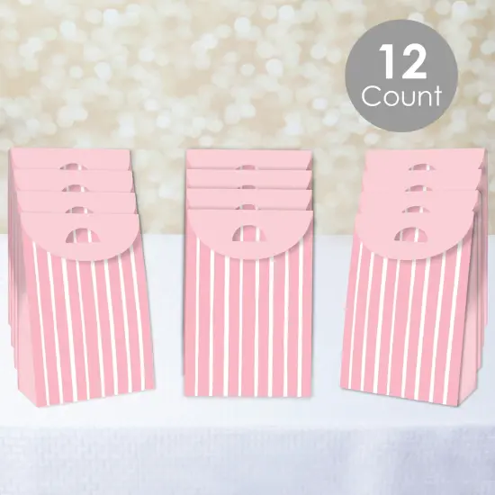 Big Dot of Happiness Pink Stripes - Simple Gift Favor Bags - Party Goodie Boxes - Set of 12 {3}