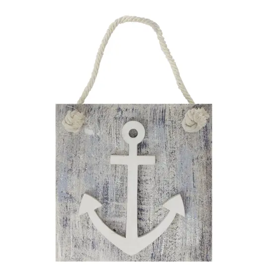 Northlight 7.25&rdquo; Blue and White Cape Cod Inspired Anchor Wall Hanging Plaque {1}