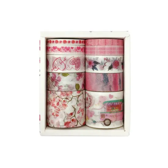 Wrapables Decorative Washi Tape Box Set (10 Rolls) Romantic Pink {1}
