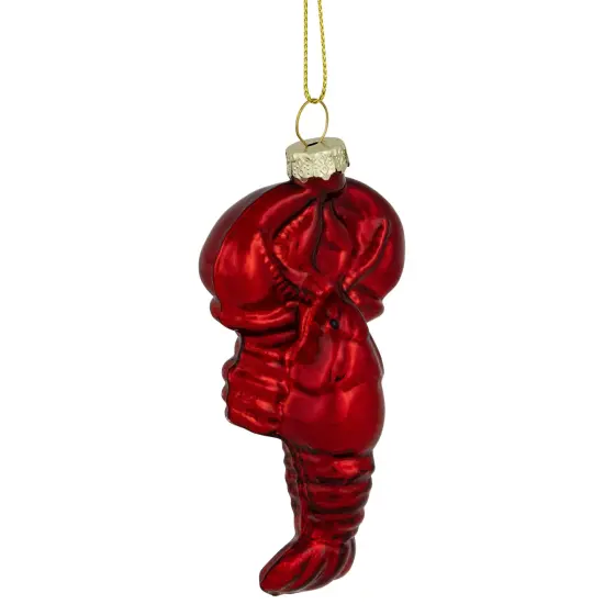 Northlight Shiny Lobster Glass Christmas Hanging Ornament - 3.5" - Dark Red {5}