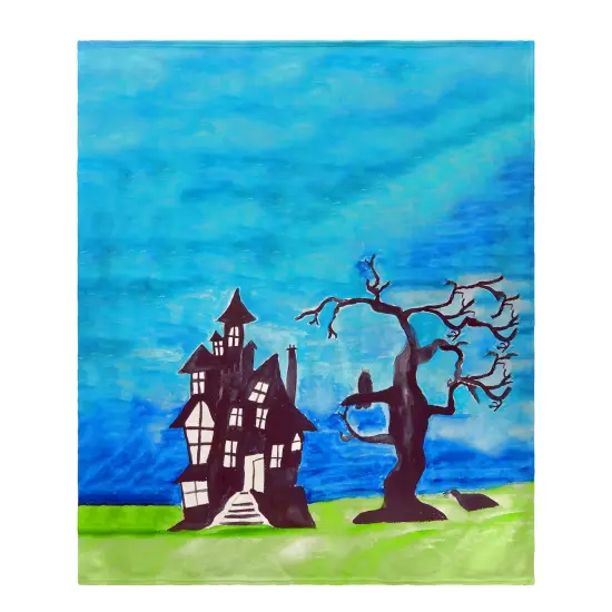 Betsy Drake Haunted House Fleece Throw Multicolor {1}