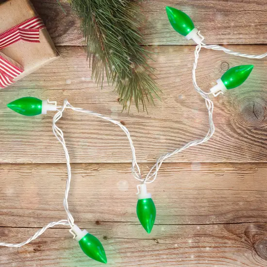 Northlight LED C9 Christmas Lights - Green - 16' White Wire - 25ct {3}