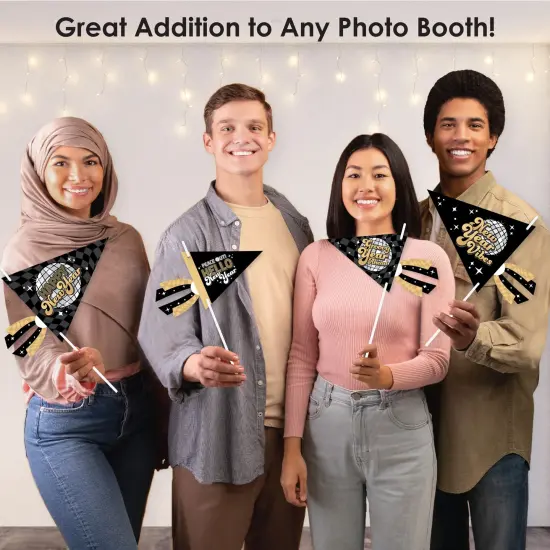 Big Dot of Happiness Disco New Year - Triangle Groovy NYE Party Photo Props - Pennant Flag Centerpieces - Set of 20 {6}