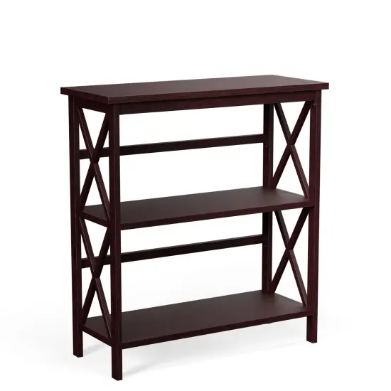 3-Tier Multi-Functional Storage Shelf Units Wooden Open Bookcase and Bookshelf Dark Brown {1}