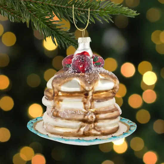 Northlight 3.75" Pancakes and Syrup Glass Christmas Ornament Gold {3}