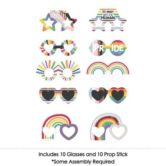 Big Dot of Happiness So Many Ways to Be Human Glasses - Paper Card Stock Pride Party Photo Booth Props Kit - 10 Count {4}