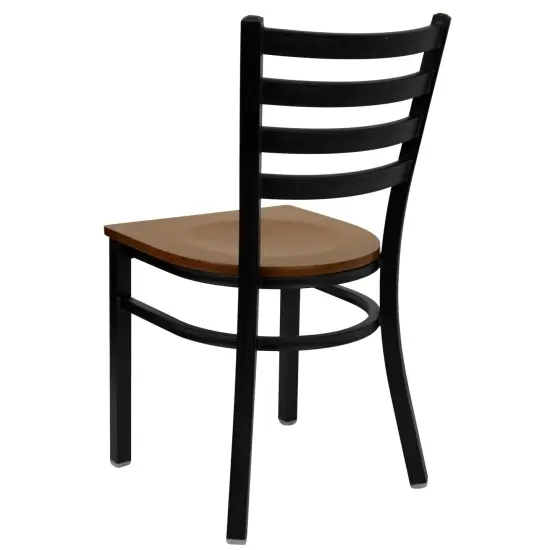 Emma and Oliver 2 Pack Ladder Back Metal Restaurant Chair BlackVYL/BlackMetal {8}