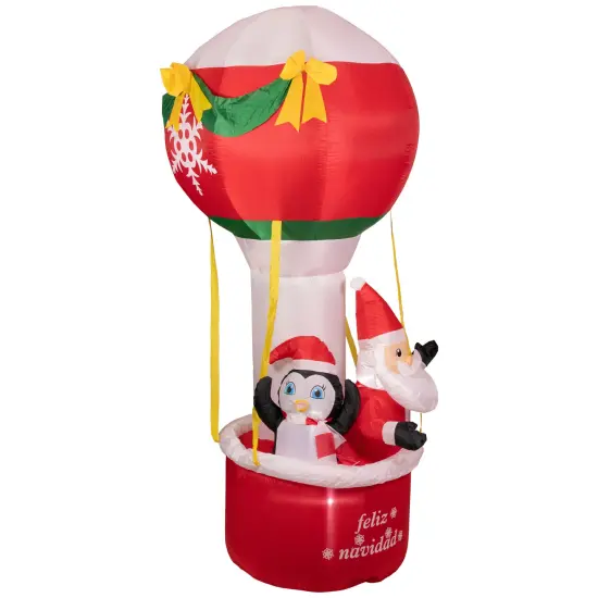 Northlight Lighted Inflatable Feliz Navidad Hot Air Balloon Outdoor Christmas Decoration - 7' Red {6}