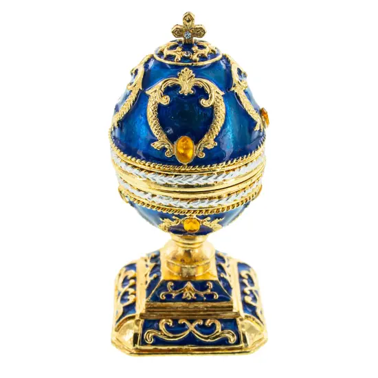 Blue Enamel Scrolls Royal Inspired Easter Egg {4}