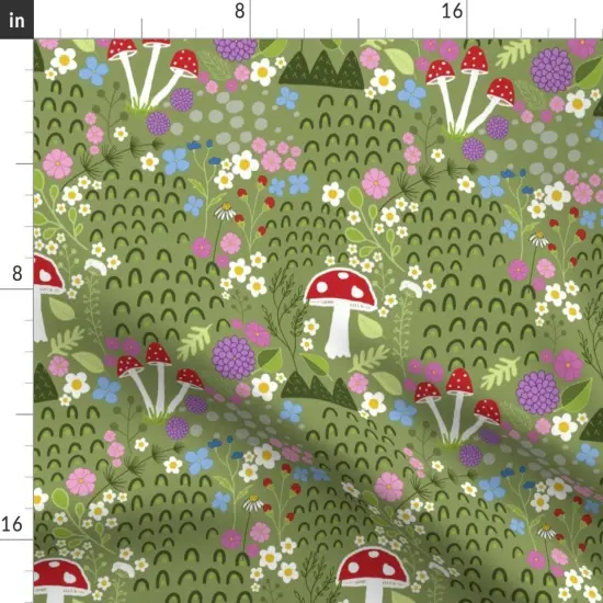 Various Fabrics by the Yard or Fat Quarter Mossy Mushroom Woodland Forest Undergrowth Botanical Whimsical Custom Printed Fabric by Spoonflower {2}